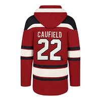 Nom et numéro du joueur Lacer des Canadiens de Montréal '47 Cole Caufield rouge pour homme - Chandail à capuchon lacets