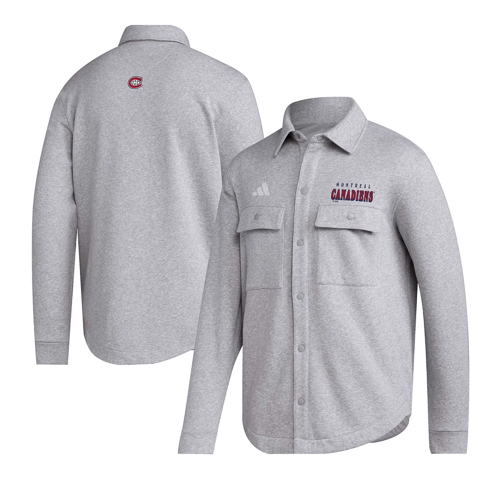 Men's adidas Gray Montreal Canadiens Unitefit Button-Up Shacket