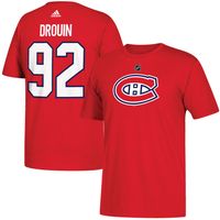 Men's adidas Jonathan Drouin Red Montreal Canadiens Name & Number - T-Shirt