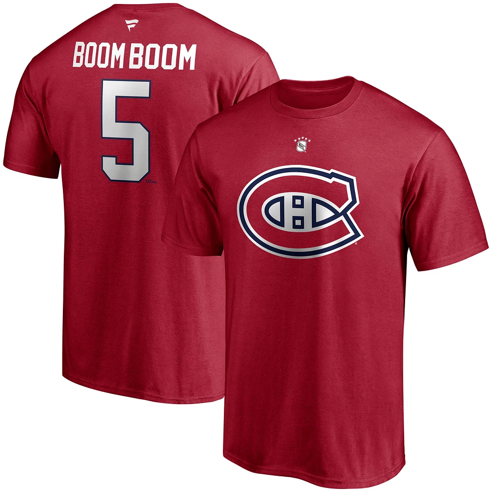 Men's Fanatics Bernie Geoffrion Red Montreal Canadiens Authentic Stack Retired Player Name & Number - T-Shirt