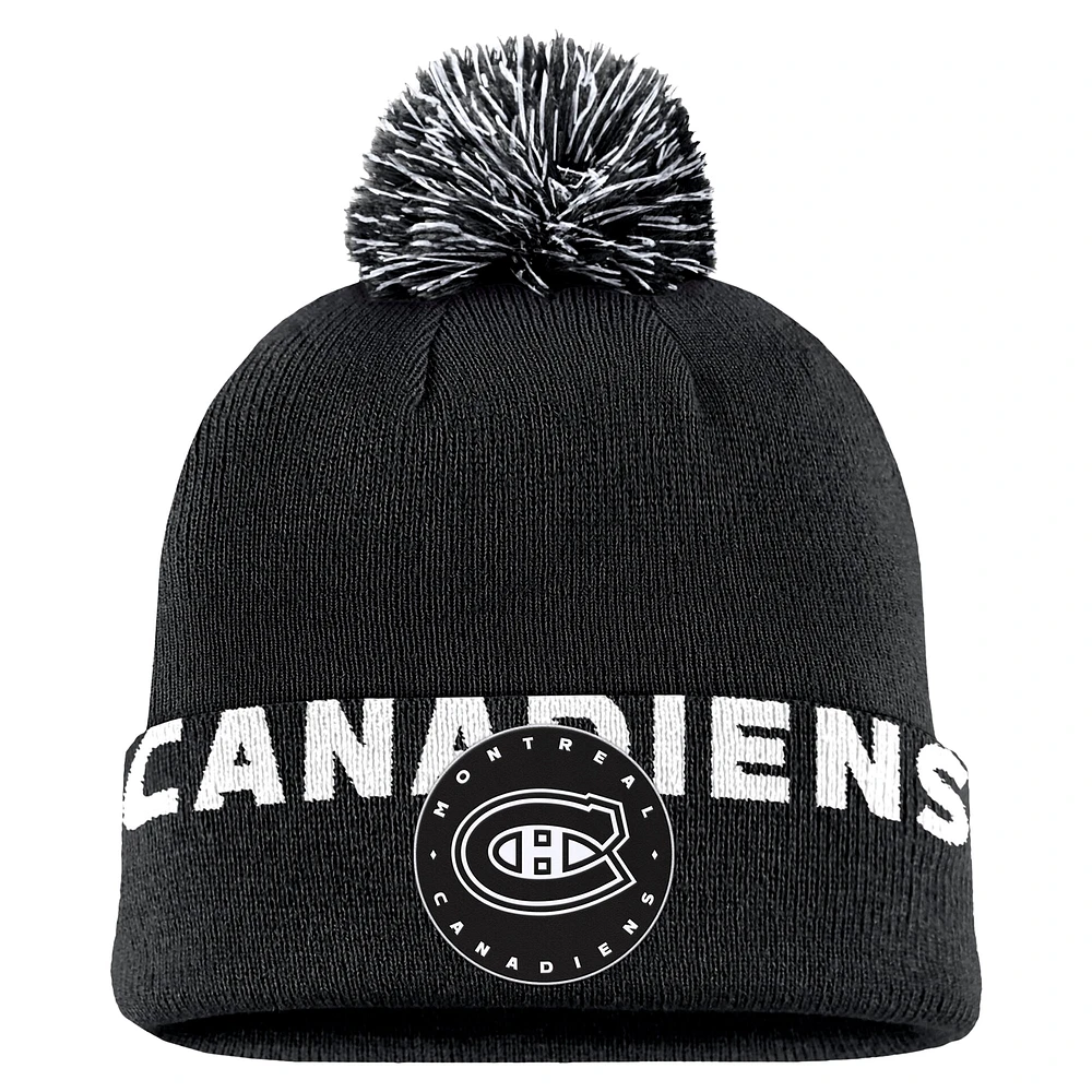 Men's Fanatics Black Montreal Canadiens High Stick Cuffed Knit Hat with Pom