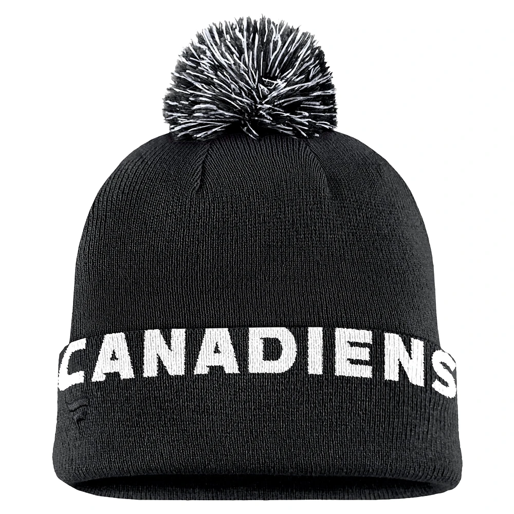 Men's Fanatics Black Montreal Canadiens High Stick Cuffed Knit Hat with Pom