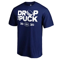 T-shirt bleu fanatiques pour hommes Canadiens de Montréal « Drop the Puck »