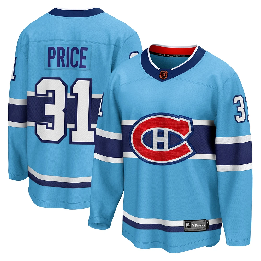 Fanatics Carey Price pour hommes, bleu clair, Canadiens de Montréal - Maillot joueur Breakaway édition spéciale 2.0