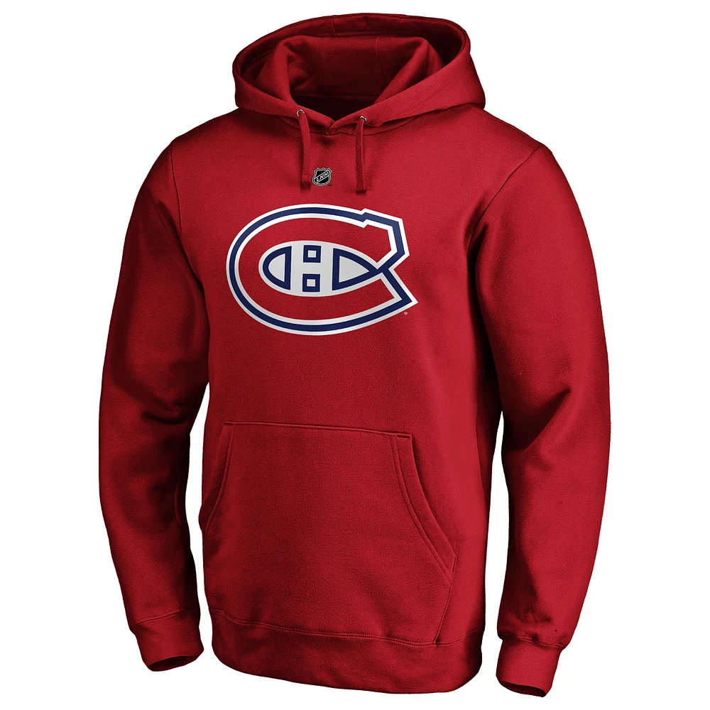 Men's Fanatics Carey Price Red Montreal Canadiens - Authentic Stack Name & Number Fitted Pullover Hoodie