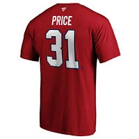 Men's Fanatics Carey Price Red Montreal Canadiens Logo Authentic Stack Name and Number - T-Shirt