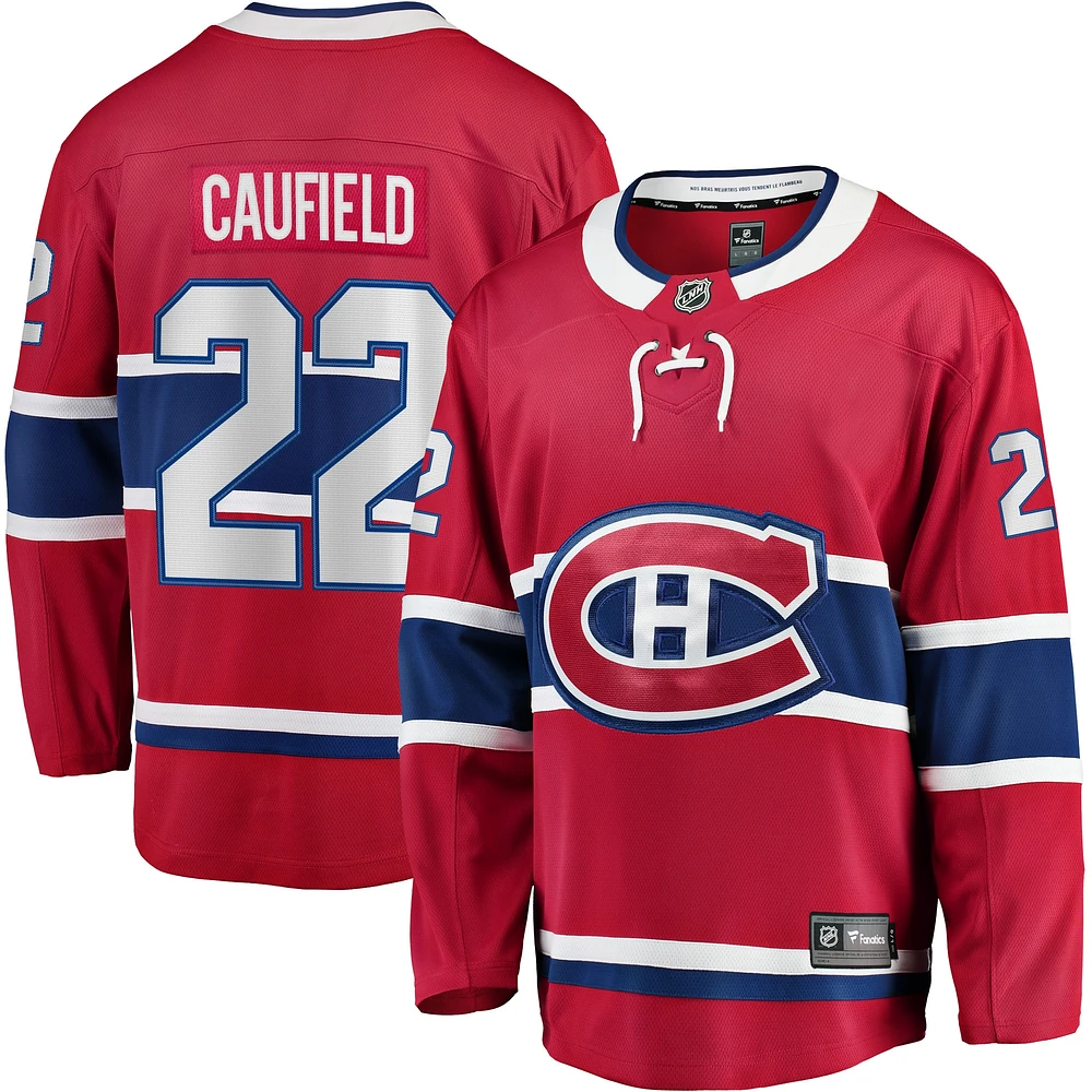 Fanatics pour hommes Cole Caufield rouge Canadiens de Montréal Home Breakaway Replica Jersey