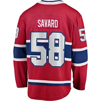 Fanatics pour hommes David Savard rouge échappée à domicile des Canadiens de Montréal - Maillot joueur