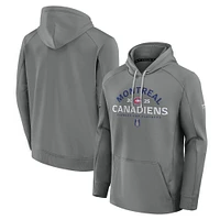 Men's  Fanatics Gray Montreal Canadiens 2025 Stanley Cup Playoffs Authentic Pro Prime Pullover Hoodie