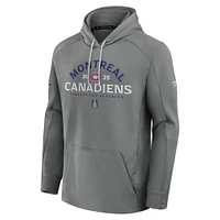 Men's  Fanatics Gray Montreal Canadiens 2025 Stanley Cup Playoffs Authentic Pro Prime Pullover Hoodie