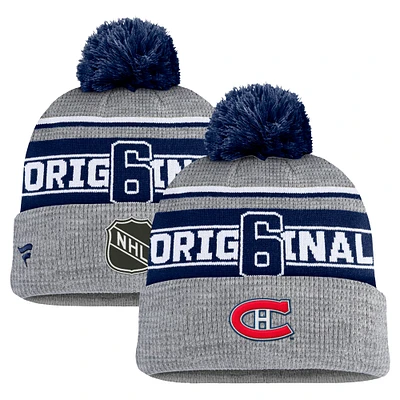 Bonnet en tricot à revers avec pompon Fanatics Heather Grey pour hommes des Canadiens de Montréal Lumberjack