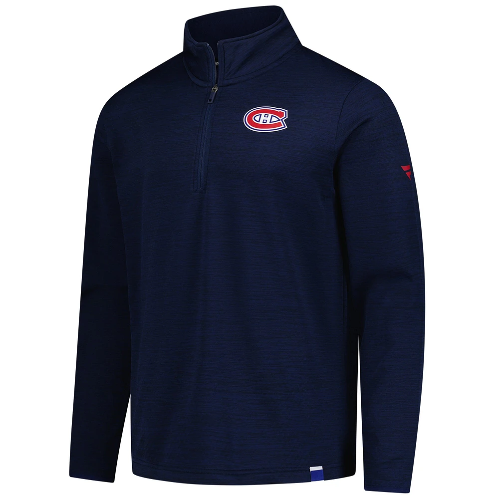 Men's Fanatics  Heather Navy Montreal Canadiens Authentic Pro Lightweight Quarter-Zip Pullover