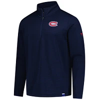Men's Fanatics  Heather Navy Montreal Canadiens Authentic Pro Lightweight Quarter-Zip Pullover