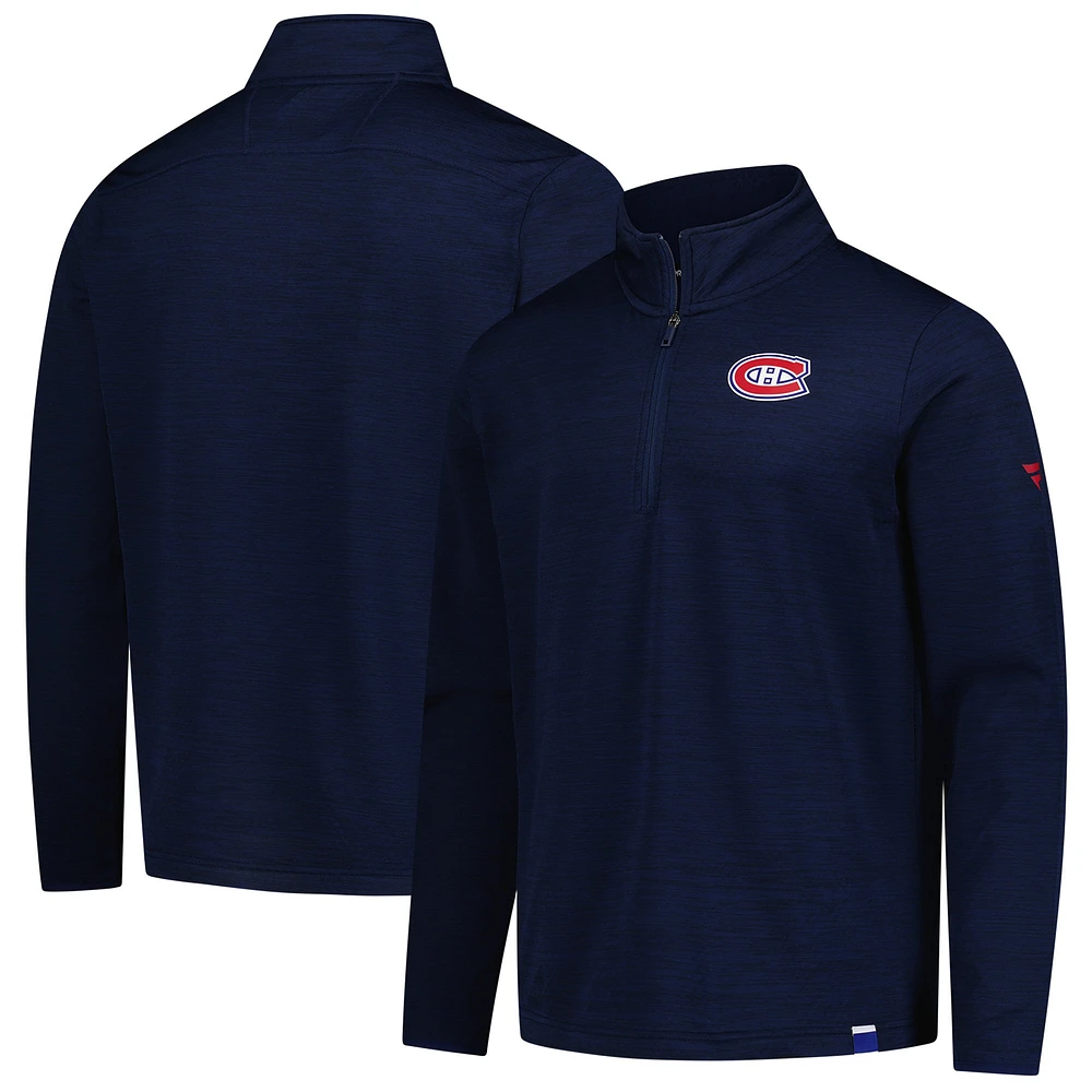 Men's Fanatics Heather Navy Montreal Canadiens Authentic Pro Lightweight Quarter-Zip Pullover