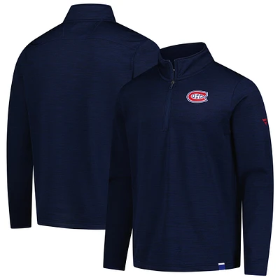 Men's Fanatics  Heather Navy Montreal Canadiens Authentic Pro Lightweight Quarter-Zip Pullover