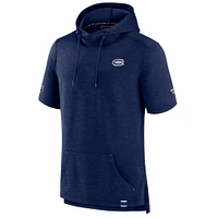 Sweat à capuche manches courtes Authentic Pro des Canadiens de Montréal pour hommes, bleu marine chiné Fanatics