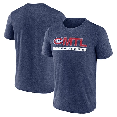 T-shirt de meneur jeu Fanatics Heather Navy pour homme des Canadiens Montréal