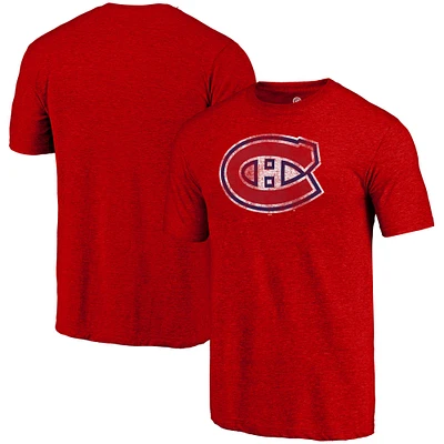 Men's Fanatics Heathered Red Montreal Canadiens Team Logo - Tri-Blend T-Shirt