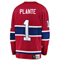 Fanatics pour hommes Jacques Plante Rouge Premier Breakaway des Canadiens de Montréal à la retraite - Maillot joueur