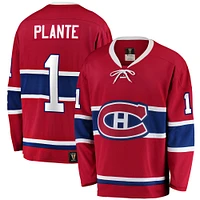 Fanatics pour hommes Jacques Plante Rouge Premier Breakaway des Canadiens de Montréal à la retraite - Maillot joueur