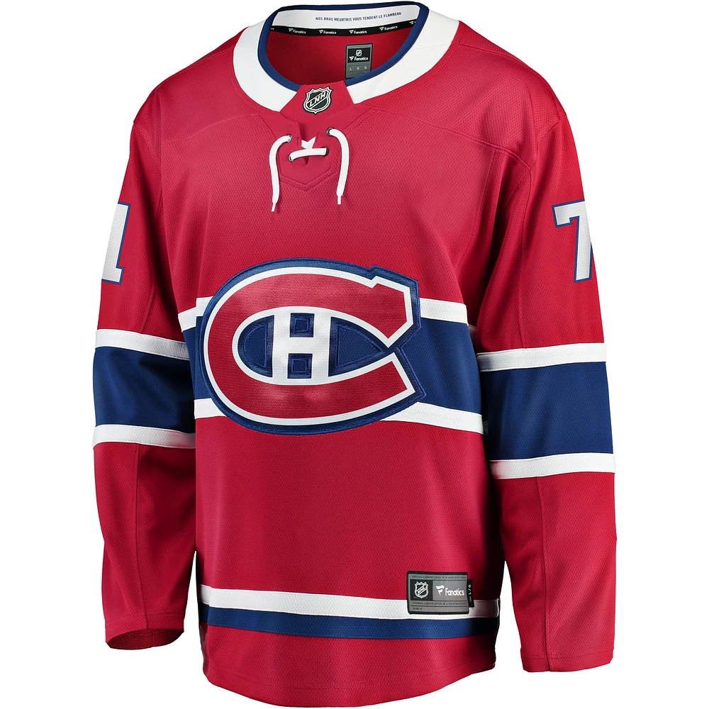 Fanatics pour hommes Jake Evans rouge Maillot de joueur échappé à domicile des Canadiens Montréal