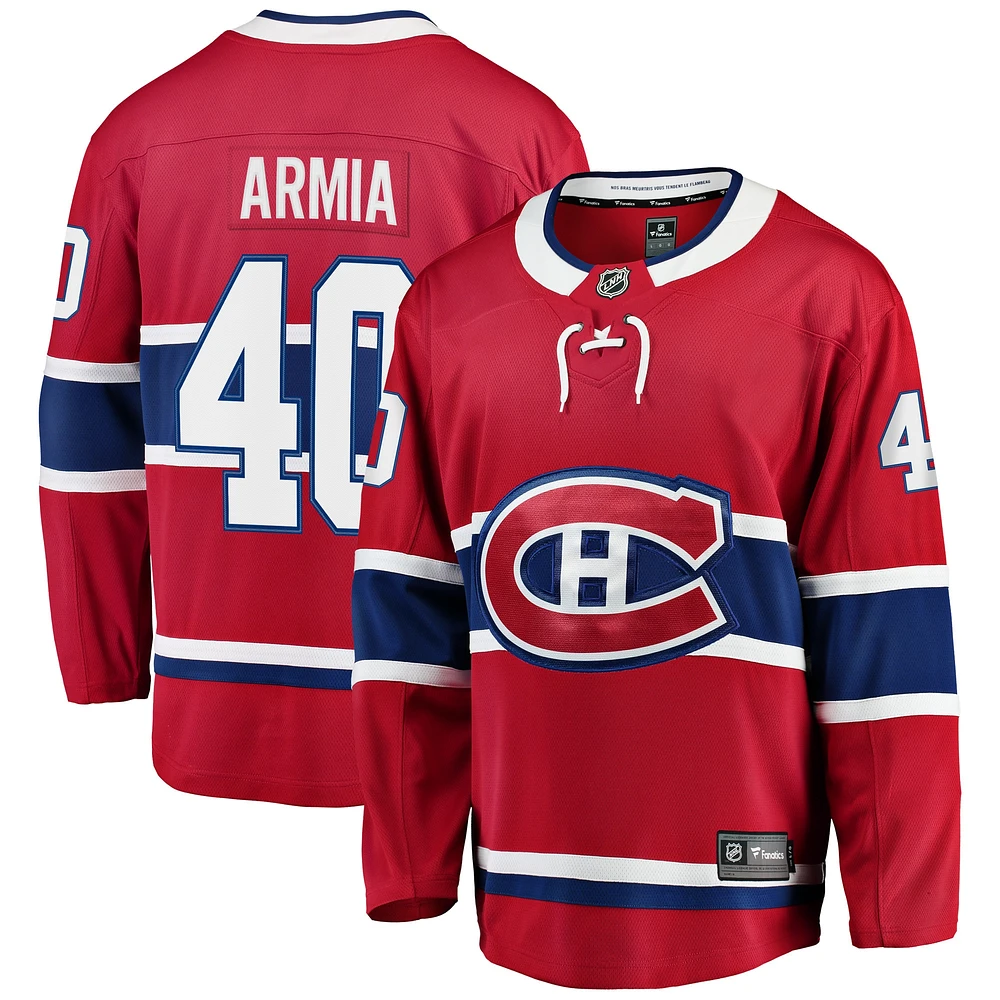 Chandail de joueur Joel Armia marque Fanatics pour hommes, rouge, Canadiens Montréal - Maillot