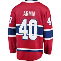 Chandail de joueur Joel Armia marque Fanatics pour hommes, rouge, Canadiens Montréal - Maillot