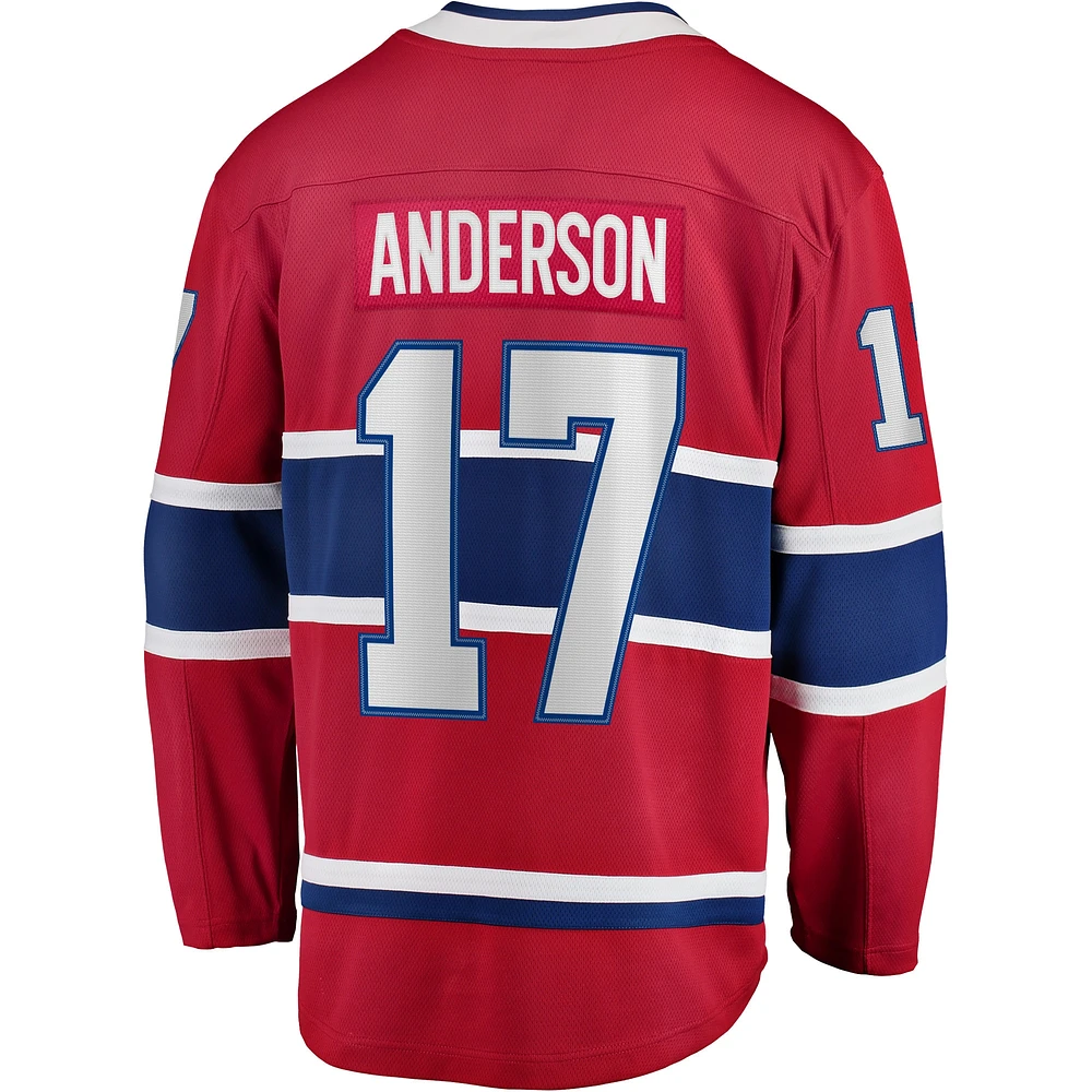 Fanatics pour hommes Josh Anderson rouge Maillot de joueur échappé des Canadiens Montréal