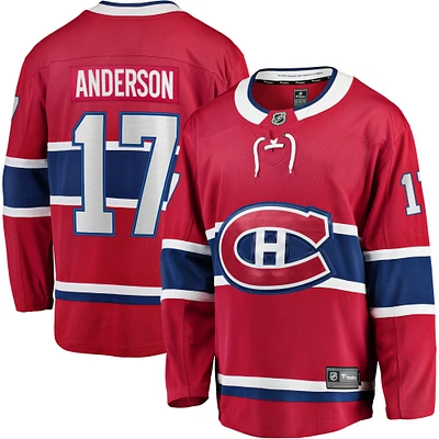 Fanatics pour hommes Josh Anderson rouge Maillot de joueur échappé des Canadiens Montréal