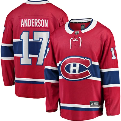 Fanatiques masculins de marque Josh Anderson Red Canadiens Montréal Domicile - Maillot joueur échappée