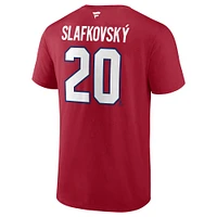 T-shirt authentique avec nom et numéro Stack pour hommes Fanatics Juraj Slafkovsky, logo des Canadiens de Montréal, rouge