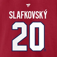 T-shirt authentique avec nom et numéro Stack pour hommes Fanatics Juraj Slafkovsky, logo des Canadiens de Montréal, rouge