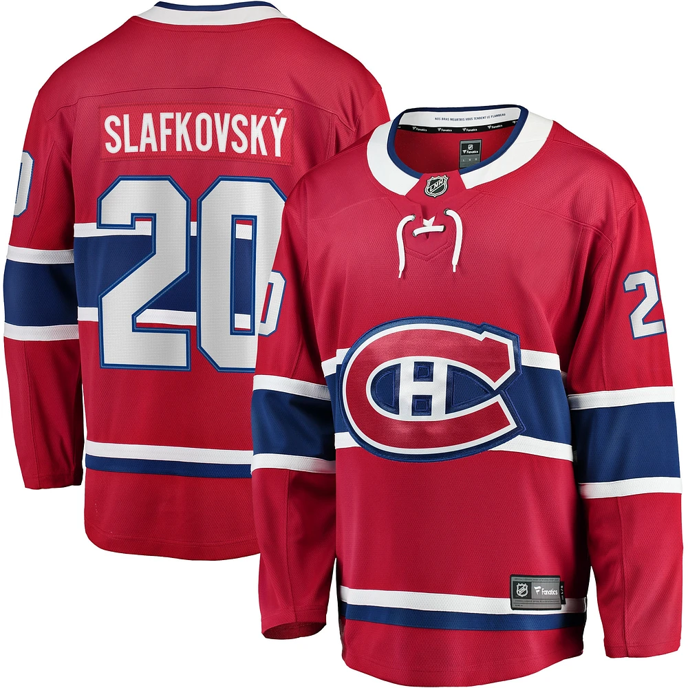 Fanatics pour hommes Juraj Slafkovsky rouge Canadiens de Montréal domicile Premier maillot joueur échappé