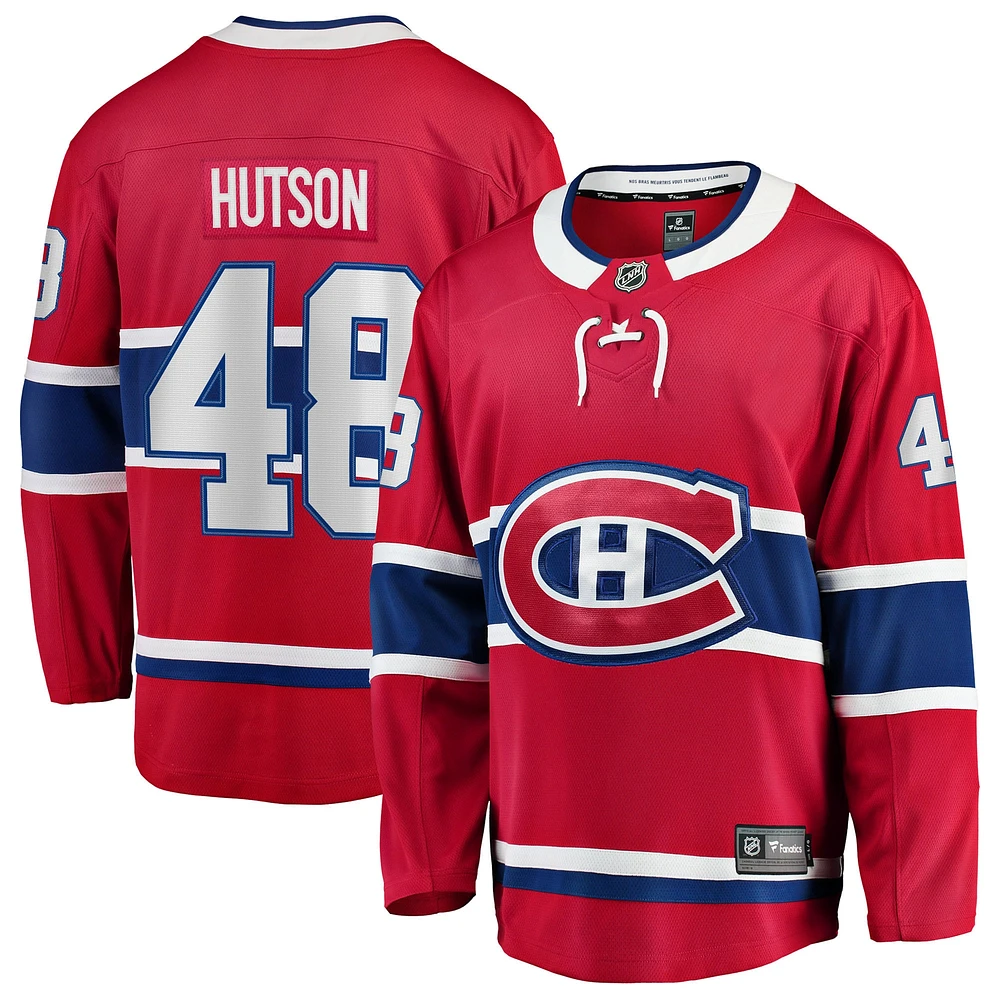 Men's Fanatics Lane Hutson Red Montreal Canadiens Home Breakaway Jersey