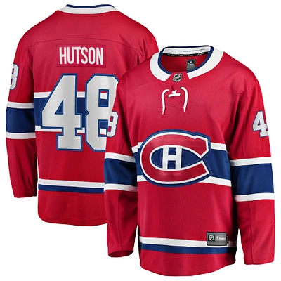 Men's Fanatics Lane Hutson Red Montreal Canadiens Home Breakaway Jersey