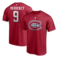 Fanatiques masculins de marque Maurice Richard Red Montreal Canadiens Authentic Stack Nom et numéro du joueur retraité - T-shirt