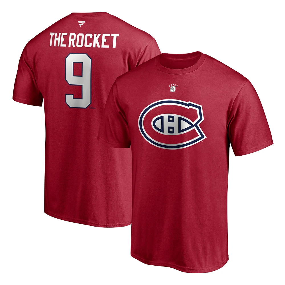 Fanatiques masculins de marque Maurice Richard Red Montreal Canadiens Authentic Stack Nom et numéro du joueur retraité - T-shirt