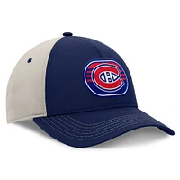 Casquette ajustable structurée Fanatics pour hommes, bleu marine/crème, Canadiens de Montréal, séries éliminatoires de la Coupe Stanley 2025, vestiaire
