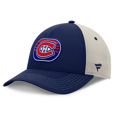 Casquette ajustable structurée Fanatics pour hommes, bleu marine/crème, Canadiens de Montréal, séries éliminatoires de la Coupe Stanley 2025, vestiaire