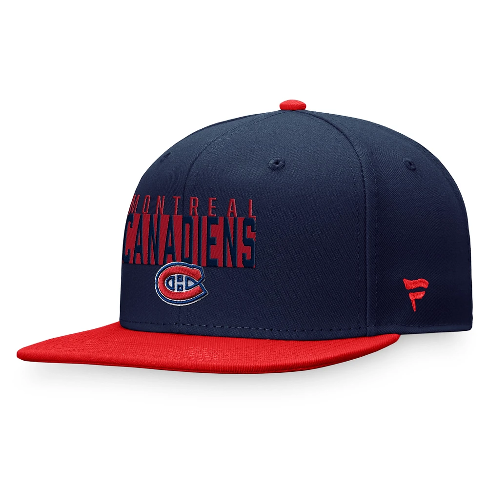 Casquette Snapback à blocs de couleurs fondamentaux Fanatics pour hommes, bleu marine/rouge, Canadiens de Montréal