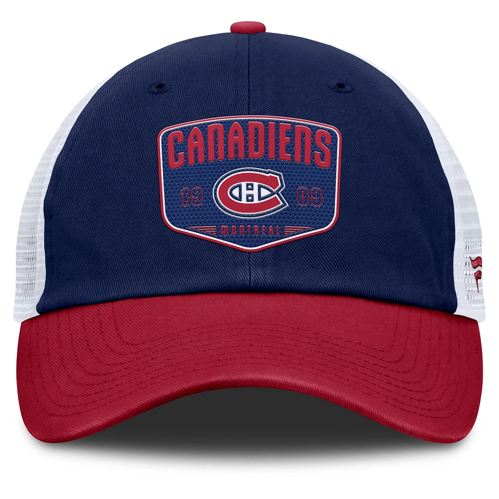 Casquette ajustable en maille One-Timer des Canadiens de Montréal bleu marine/rouge Fanatics pour homme