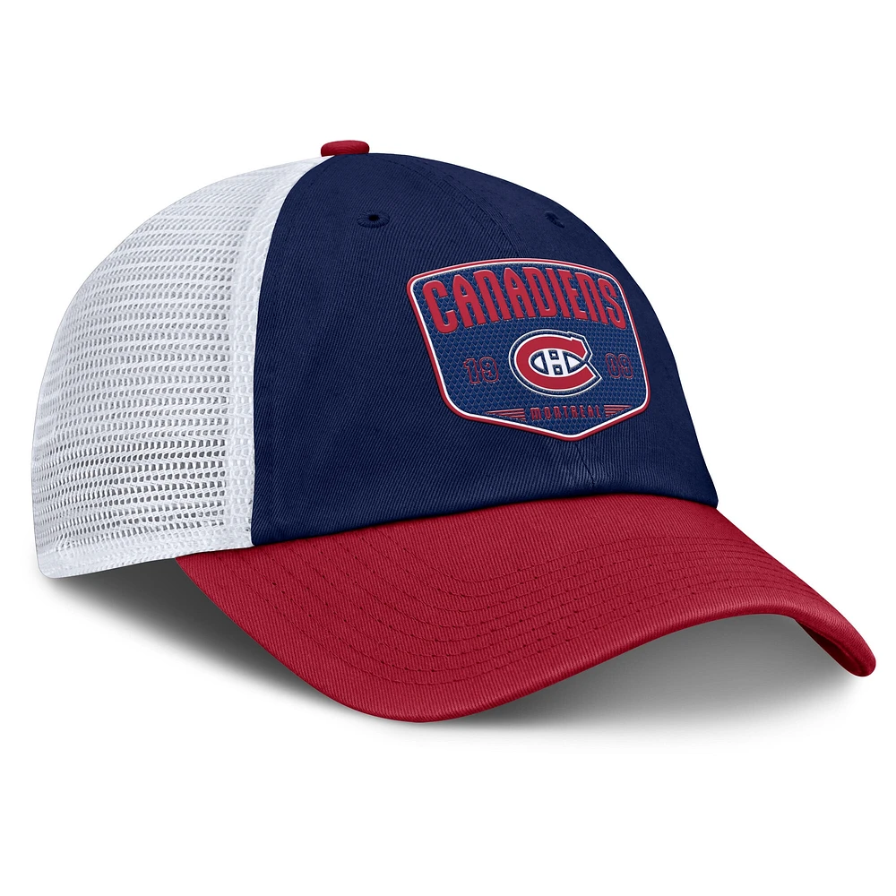 Casquette ajustable en maille One-Timer des Canadiens de Montréal bleu marine/rouge Fanatics pour homme