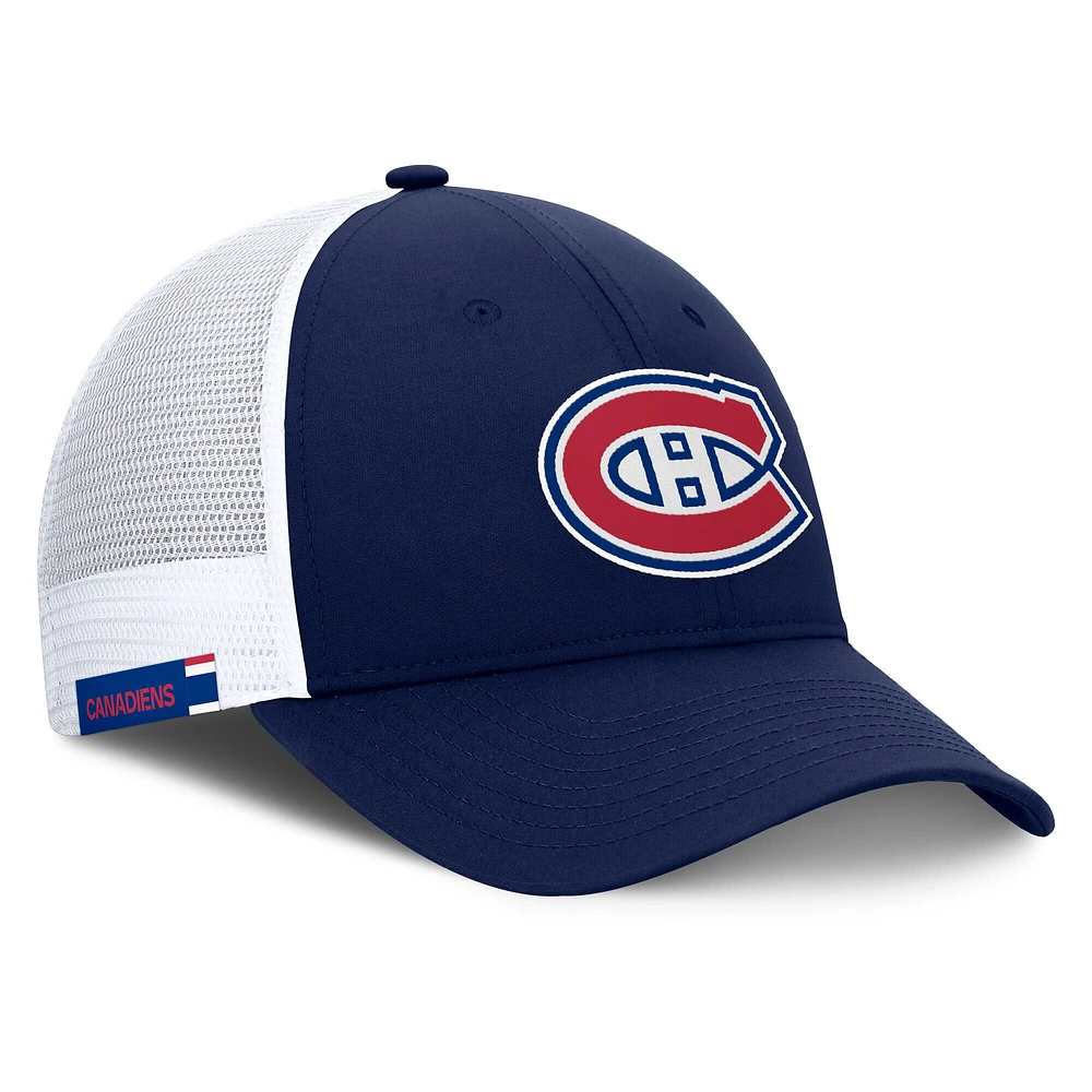 Casquette ajustable authentique Pro Rink des Canadiens de Montréal pour hommes Fanatics bleu marine/blanc