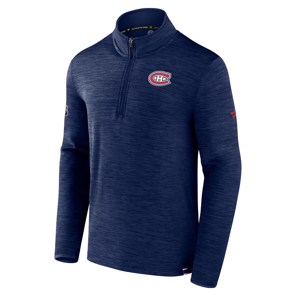 Men's Fanatics  Navy Montreal Canadiens Authentic Pro Quarter-Zip Pullover Top