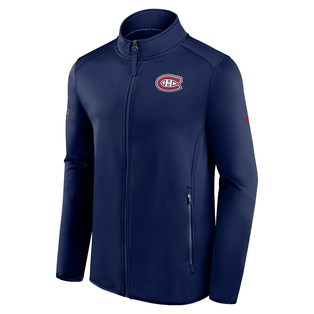 Men's Fanatics Navy Montreal Canadiens Authentic Pro Rink Fleece Full-Zip Jacket