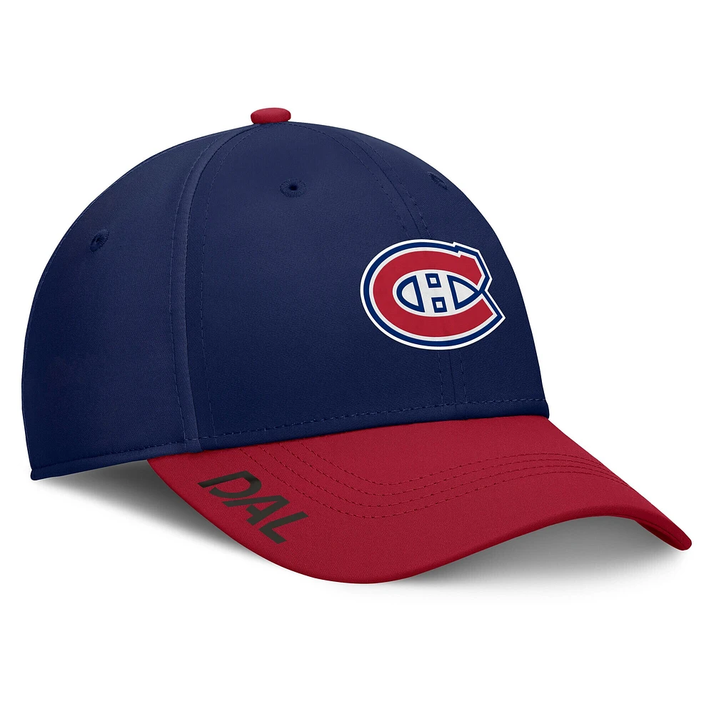Casquette Fanatics pour homme bleu marine Authentic Pro Rink Flex des Canadiens de Montréal