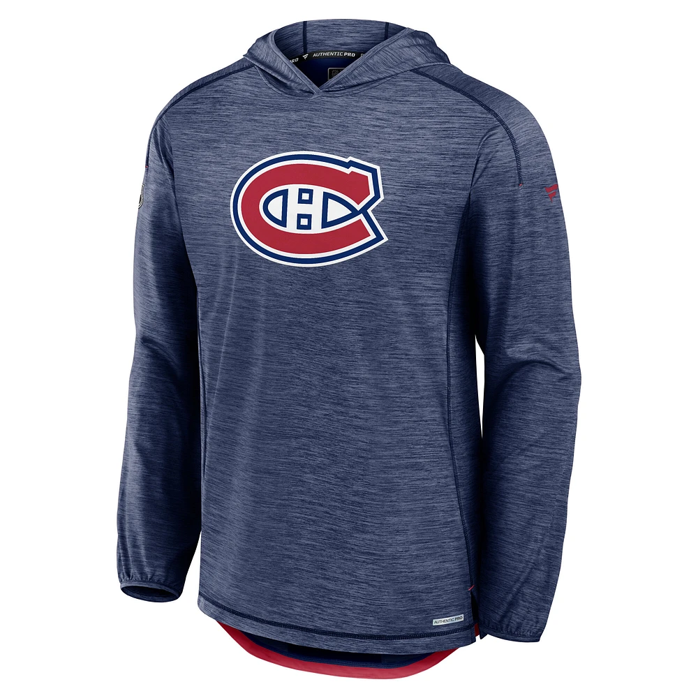 Men's Fanatics  Navy Montreal Canadiens Authentic Pro Rink Lightweight Pullover Hoodie