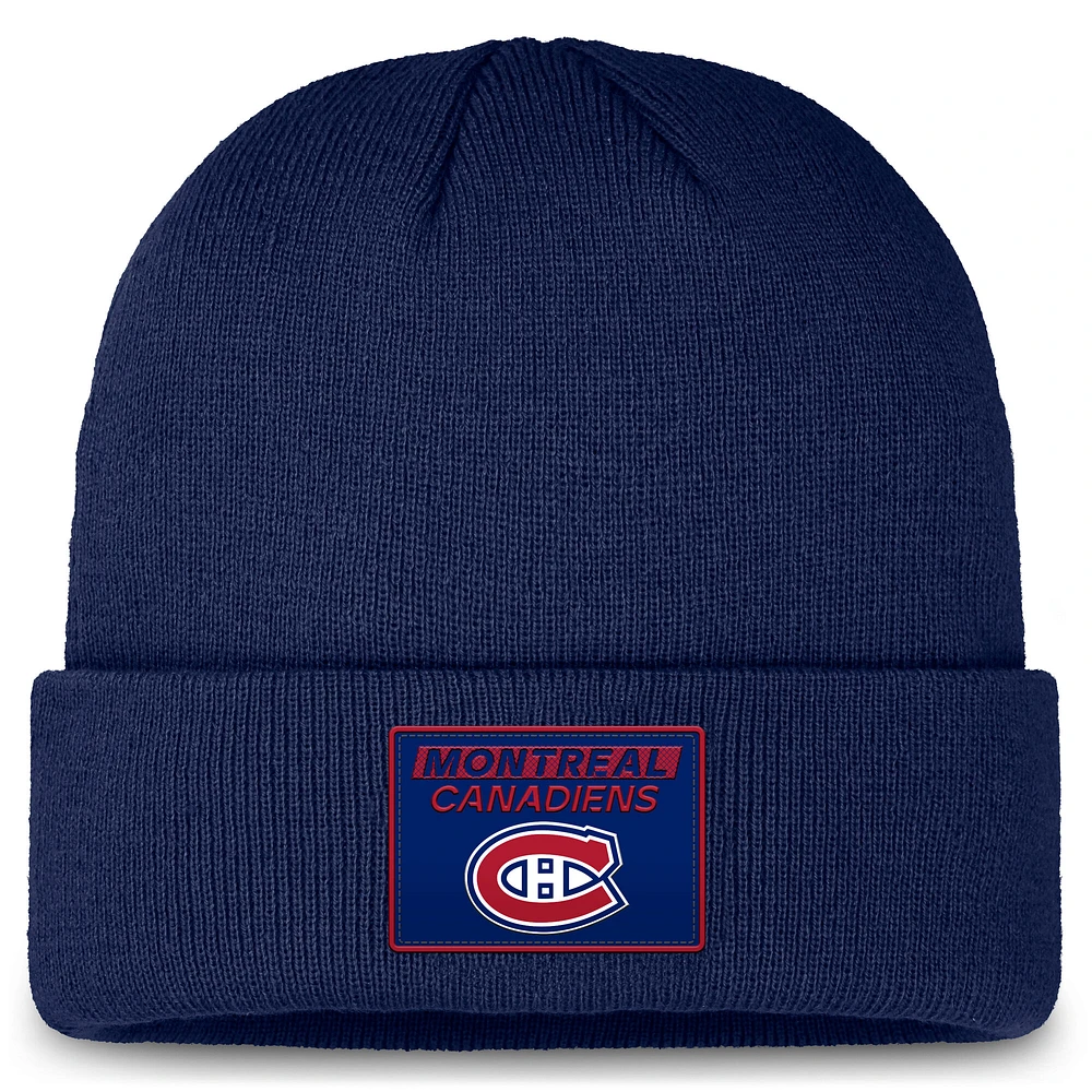 Bonnet en tricot à revers authentique Pro Rink Prime des Canadiens de Montréal pour hommes Fanatics bleu marine