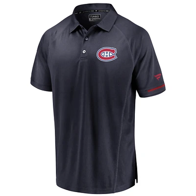 Polo authentique Pro Rinkside Fanatics pour hommes, bleu marine, Canadiens de Montréal
