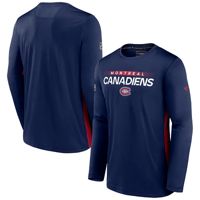 Men's Fanatics Navy Montreal Canadiens Authentic Pro Tech - Long Sleeve T-Shirt